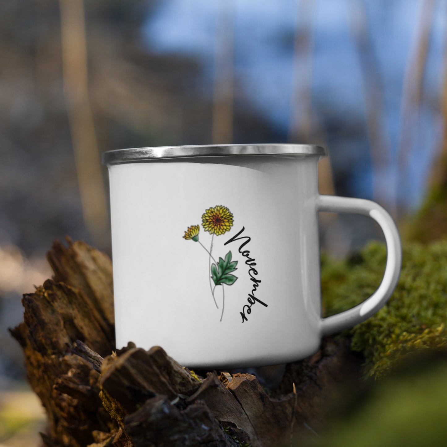 November Month Flower Enamel Mug