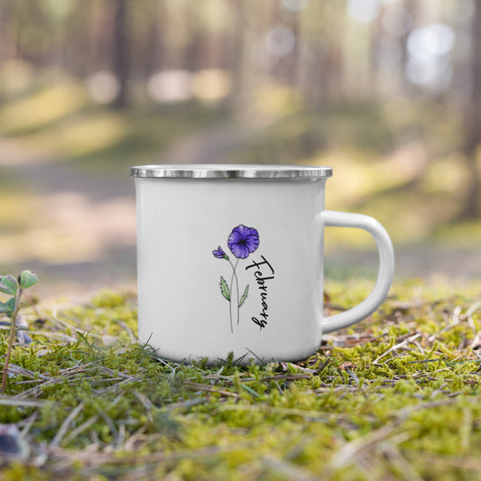 February Flower Enamel Mug