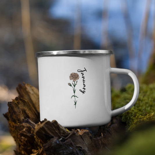 January Month Flower Enamel Mug